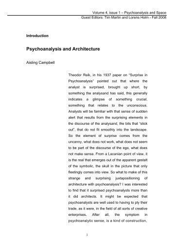 Psychoanalysis and Architecture - The University of Sydney