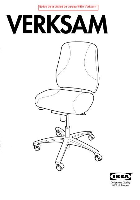 Notice de la chaise de bureau IKEA Verksam