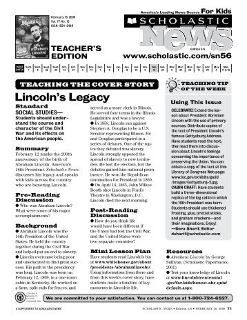 Lincoln's Legacy - Scholastic.com
