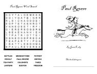 Paul Revere Word Search - Teacher