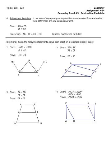 Subtraction Postulate 6. Subtraction Postulate