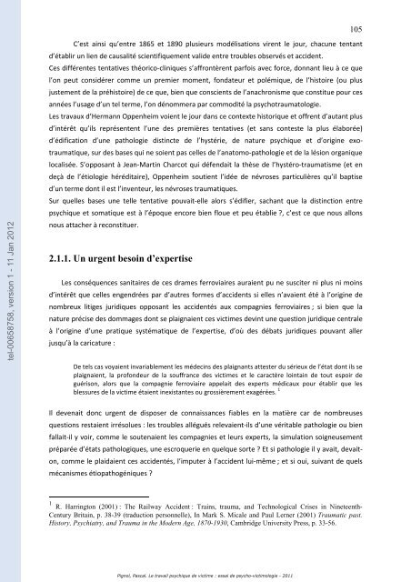 Le travail psychique de victime: essai de psycho-victimologie