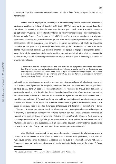 Le travail psychique de victime: essai de psycho-victimologie