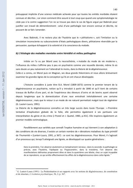 Le travail psychique de victime: essai de psycho-victimologie