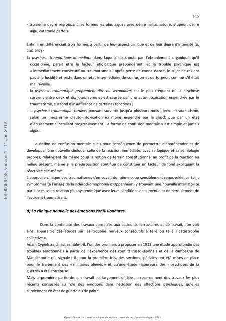 Le travail psychique de victime: essai de psycho-victimologie