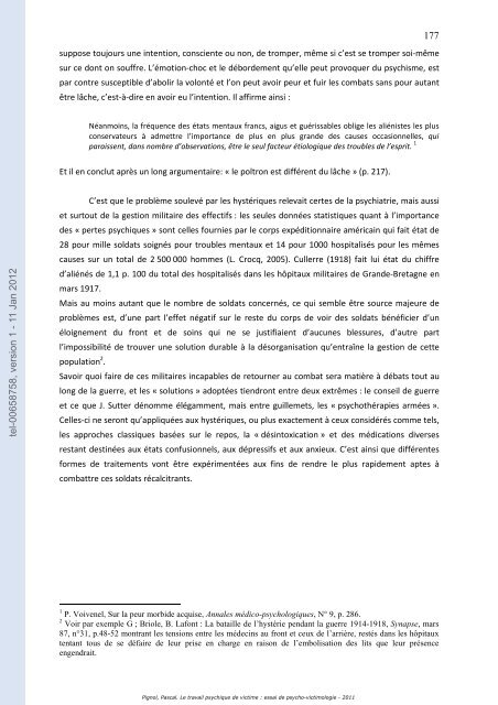 Le travail psychique de victime: essai de psycho-victimologie