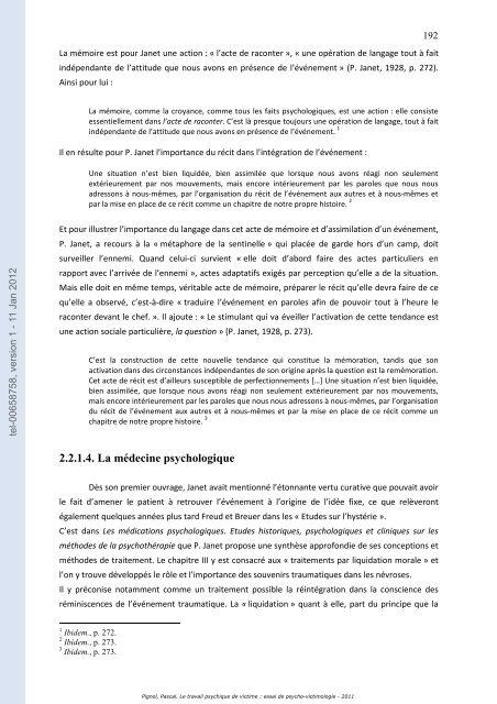 Le travail psychique de victime: essai de psycho-victimologie