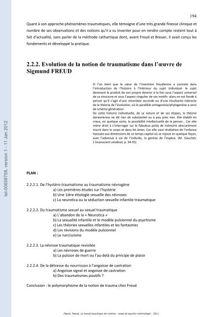 Le travail psychique de victime: essai de psycho-victimologie