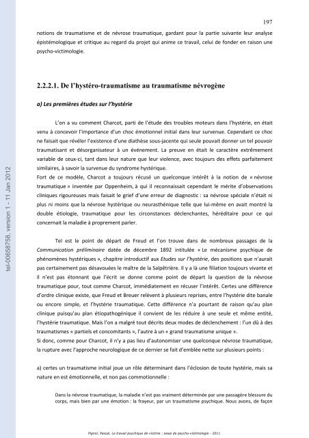 Le travail psychique de victime: essai de psycho-victimologie