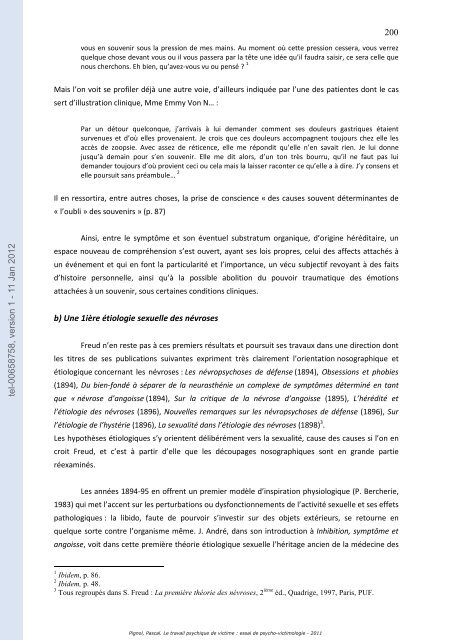 Le travail psychique de victime: essai de psycho-victimologie