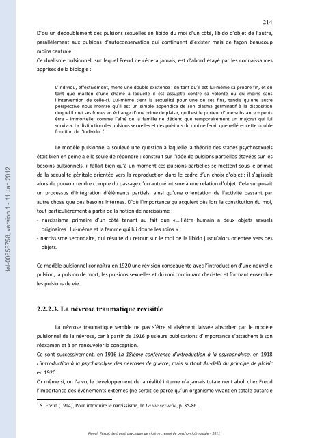 Le travail psychique de victime: essai de psycho-victimologie