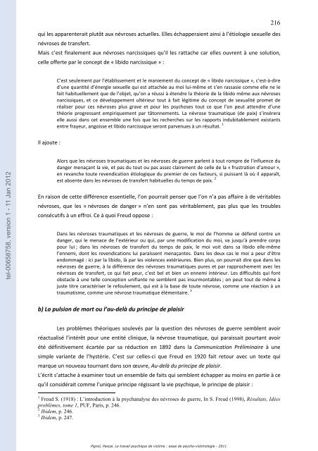 Le travail psychique de victime: essai de psycho-victimologie