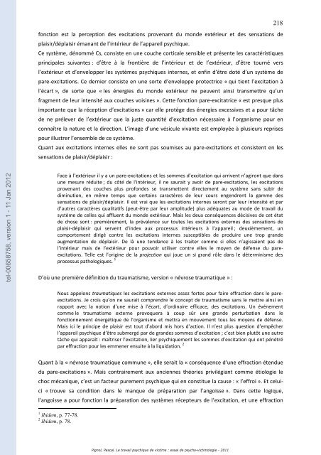 Le travail psychique de victime: essai de psycho-victimologie