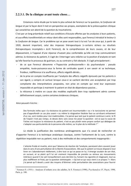 Le travail psychique de victime: essai de psycho-victimologie