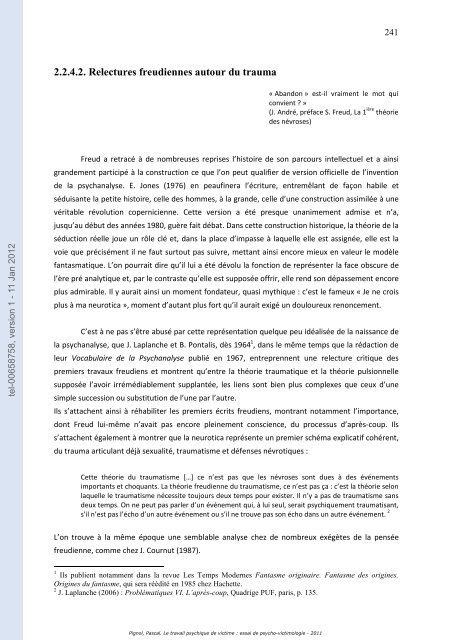 Le travail psychique de victime: essai de psycho-victimologie