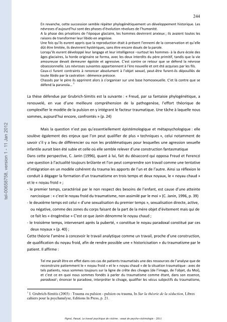 Le travail psychique de victime: essai de psycho-victimologie