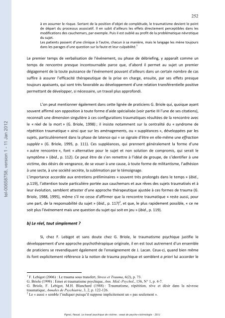 Le travail psychique de victime: essai de psycho-victimologie