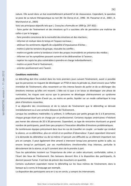 Le travail psychique de victime: essai de psycho-victimologie