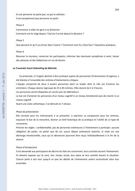 Le travail psychique de victime: essai de psycho-victimologie