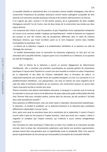 Le travail psychique de victime: essai de psycho-victimologie