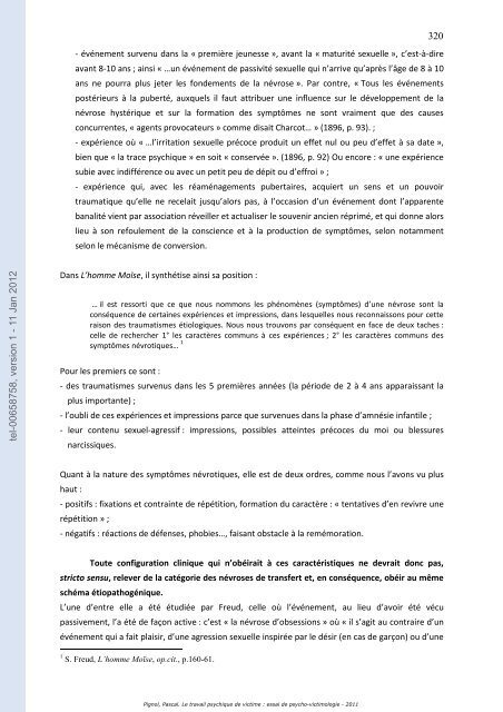 Le travail psychique de victime: essai de psycho-victimologie