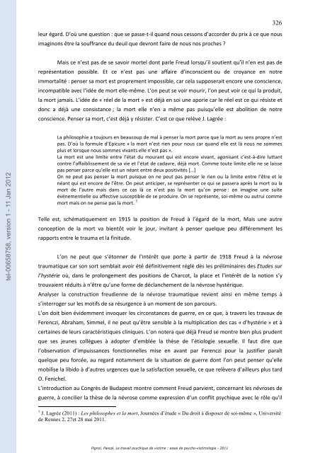 Le travail psychique de victime: essai de psycho-victimologie