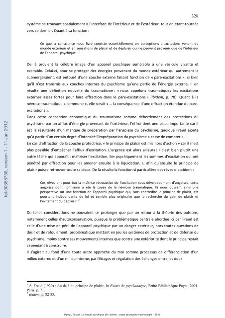 Le travail psychique de victime: essai de psycho-victimologie