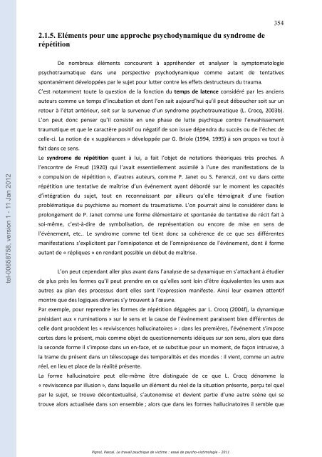 Le travail psychique de victime: essai de psycho-victimologie