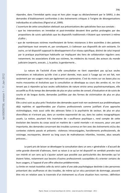 Le travail psychique de victime: essai de psycho-victimologie