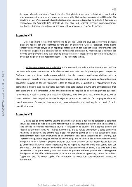 Le travail psychique de victime: essai de psycho-victimologie