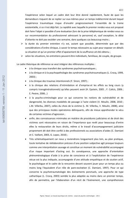 Le travail psychique de victime: essai de psycho-victimologie