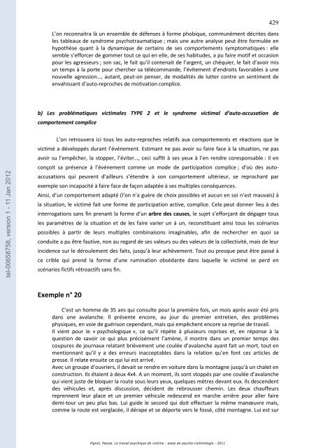 Le travail psychique de victime: essai de psycho-victimologie