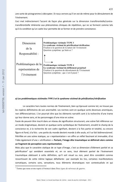 Le travail psychique de victime: essai de psycho-victimologie