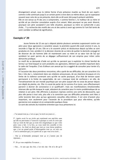 Le travail psychique de victime: essai de psycho-victimologie