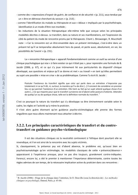 Le travail psychique de victime: essai de psycho-victimologie