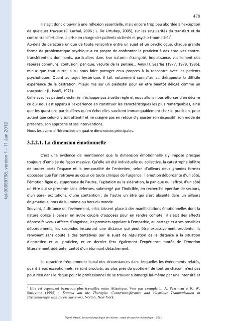 Le travail psychique de victime: essai de psycho-victimologie