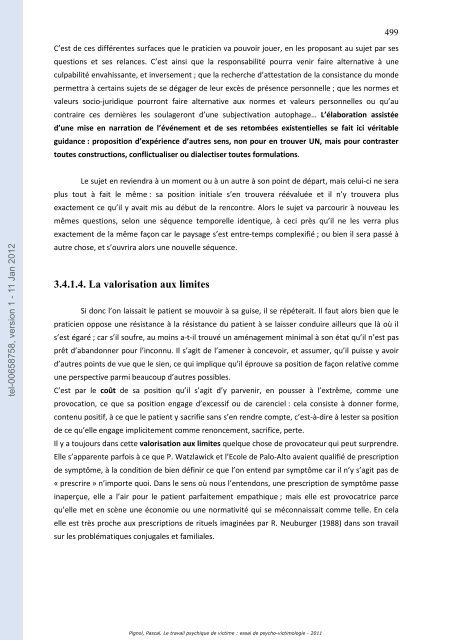 Le travail psychique de victime: essai de psycho-victimologie