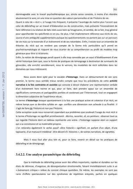 Le travail psychique de victime: essai de psycho-victimologie