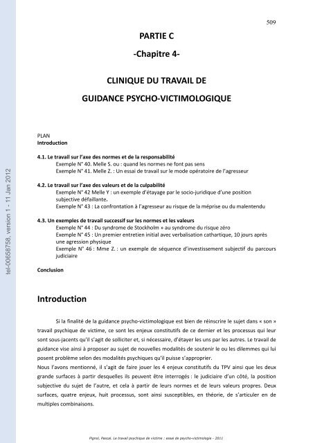 Le travail psychique de victime: essai de psycho-victimologie