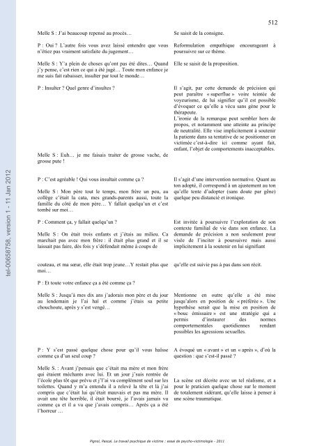 Le travail psychique de victime: essai de psycho-victimologie