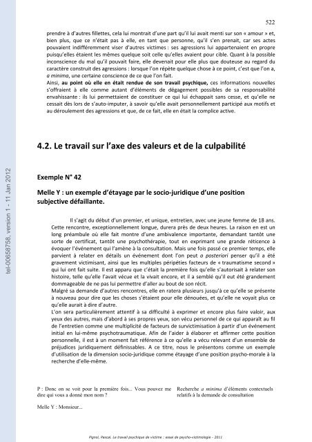 Le travail psychique de victime: essai de psycho-victimologie