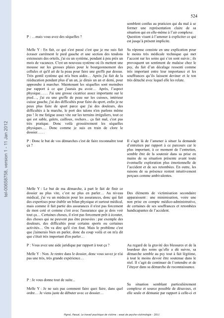 Le travail psychique de victime: essai de psycho-victimologie