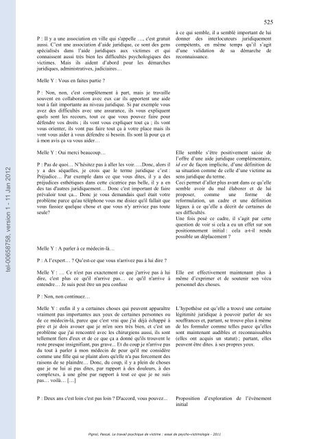 Le travail psychique de victime: essai de psycho-victimologie