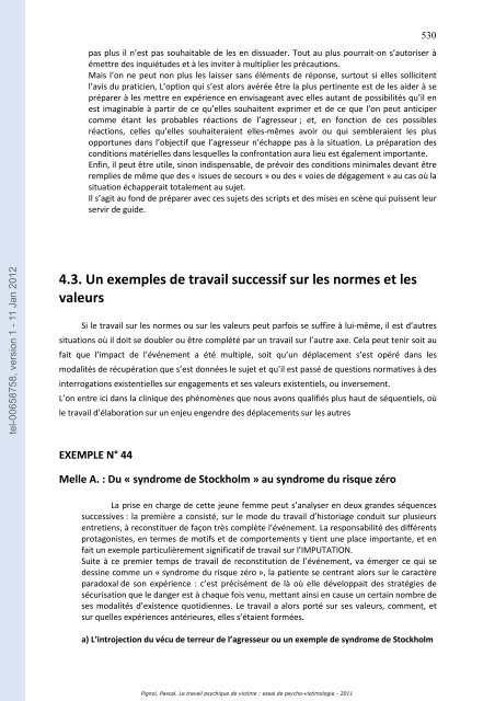 Le travail psychique de victime: essai de psycho-victimologie