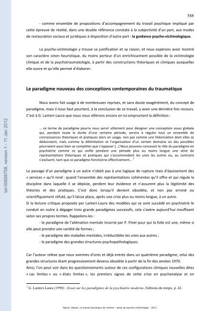 Le travail psychique de victime: essai de psycho-victimologie