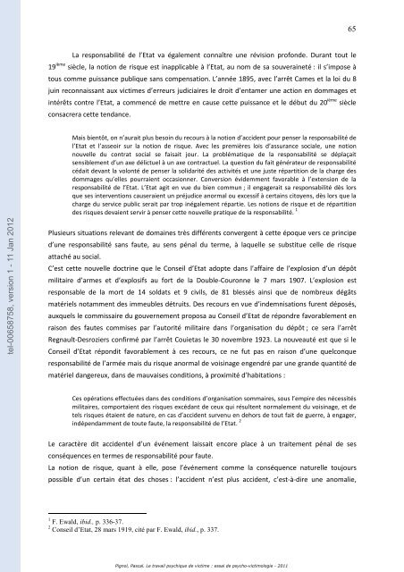 Le travail psychique de victime: essai de psycho-victimologie