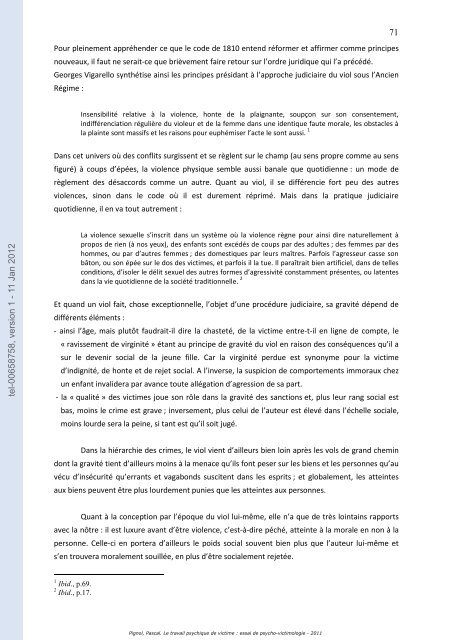 Le travail psychique de victime: essai de psycho-victimologie