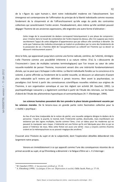 Le travail psychique de victime: essai de psycho-victimologie