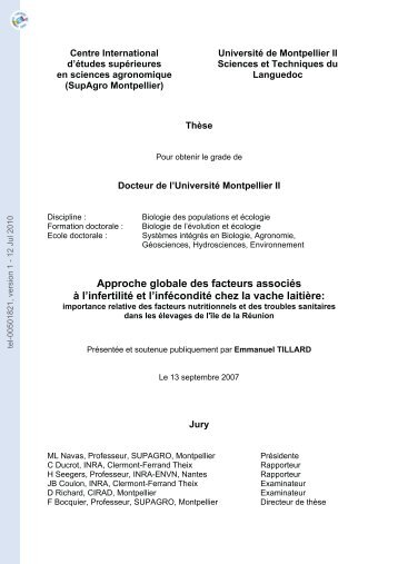 Approche globale des facteurs associés à l'infertilité et l'infécondité ...