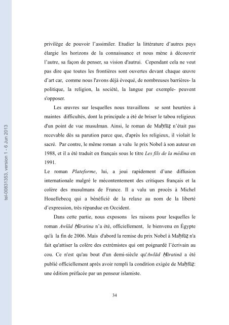 Naguib Mahfouz et Michel Houellebecq: deux romanciers face au ...